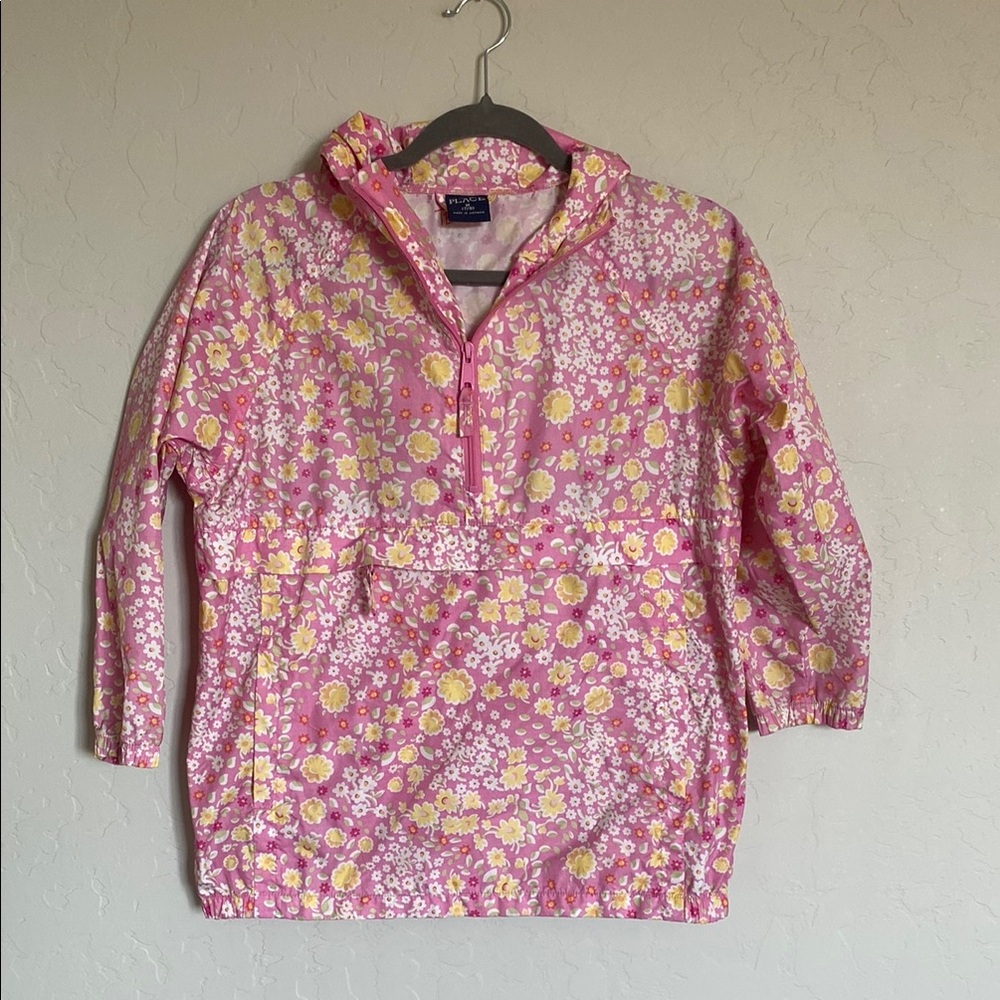 Floral Pink and Yellow Pullover Rain Jacket